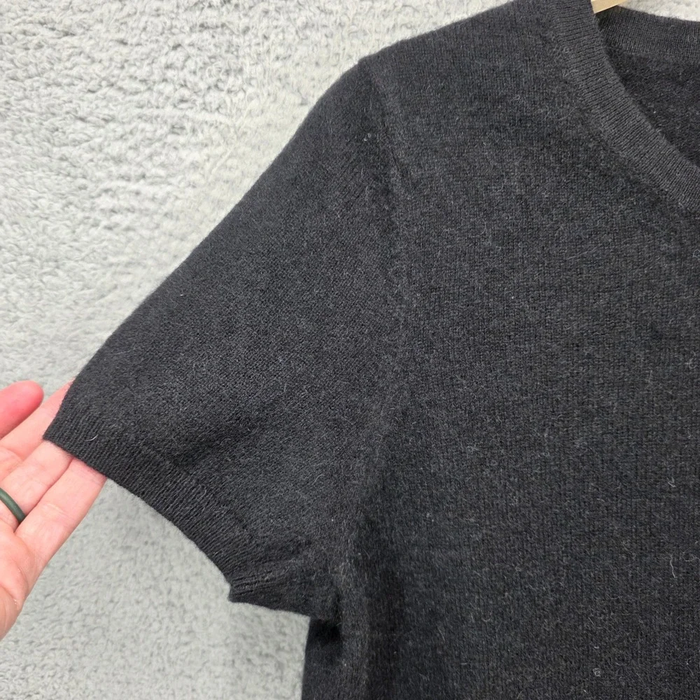 C by Bloomingdale's Cashmere Sweater Black Short Sleeve Crewneck Top Womens L